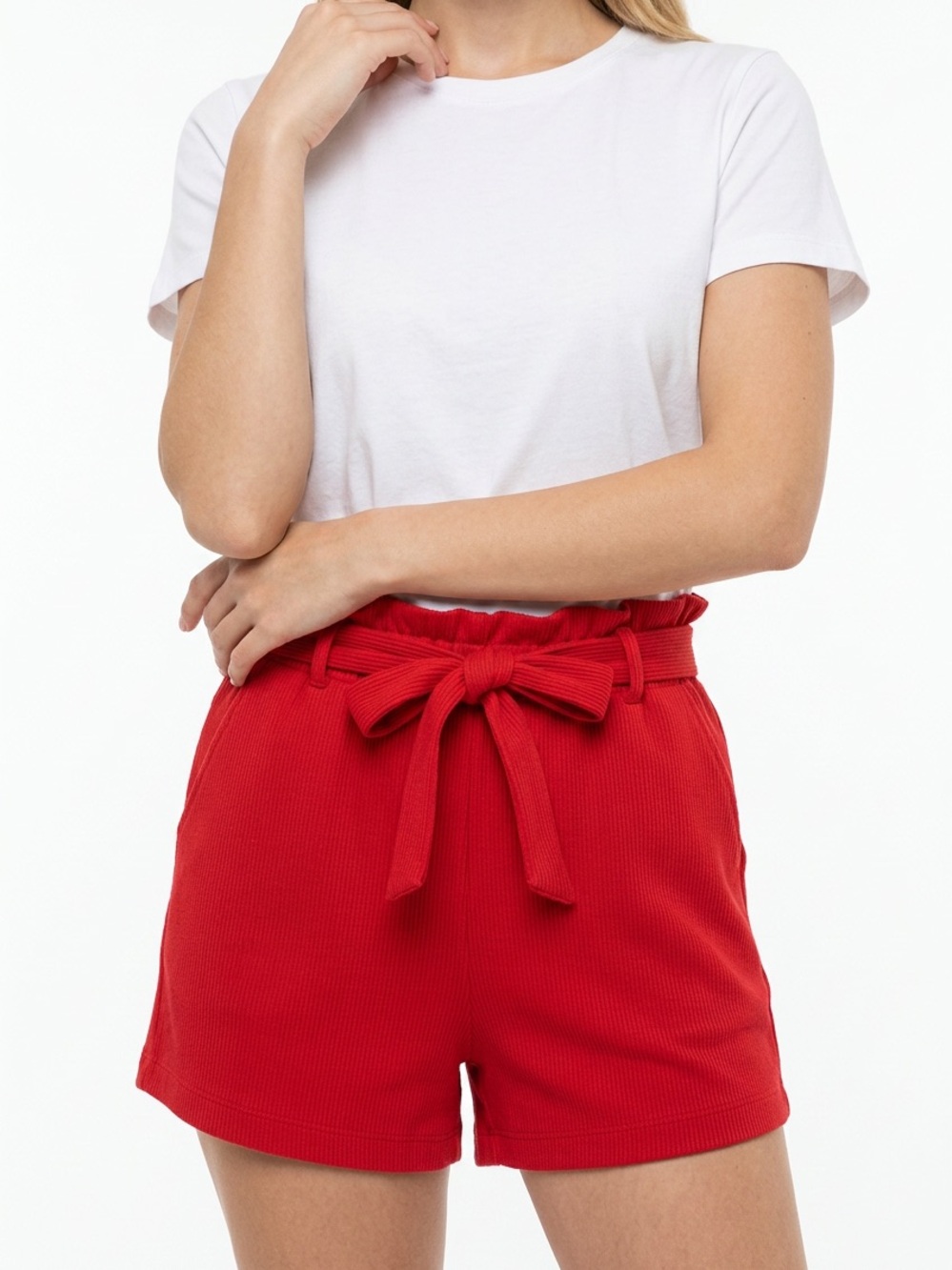 BP | Nordstrom Light Red Paperbag Waist Tie Shorts Women’s Size Medium